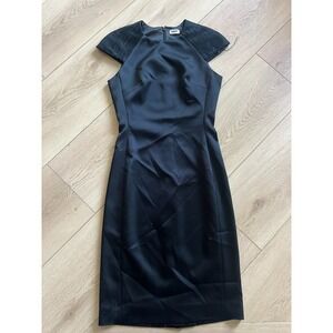 L'AGENCE‎ Black Cocktail Dress Career Bodycon Party Textured Sleeves